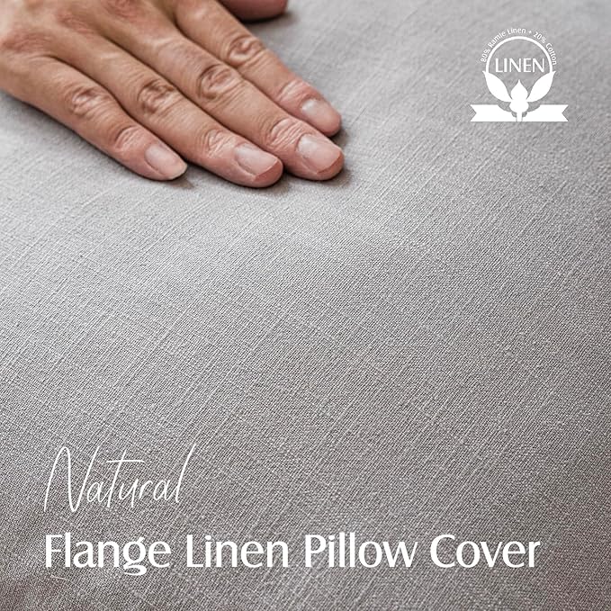 Foindtower Pack of 2, Decorative Linen Soild Throw Pillow Covers Soft Accent Cushion Case Boho Farmhouse Pillowcase for Chair Couch Sofa Bedroom Living Room Home Decor 18 x 18 Inch Light Rustic Gray