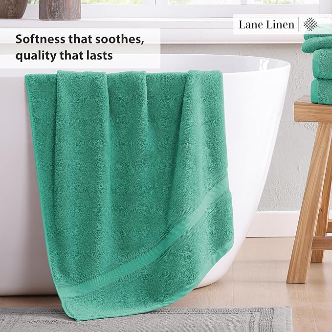 LANE LINEN Luxury Bath Towels Set - 6 Piece, 100% Cotton, Zero Twist, Quick Dry, Absorbent, Super Soft 2 Bath Towels, 2 Hand Towels, 2 Wash Cloths: Teal