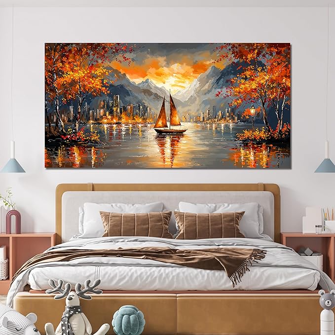 Canvas Wall Art Decor Wall Art Picture for Living Room Canvas Art Wall Decor Modern Landscape Wall Art Prints Botanical Coastal Wall Art Decorations City Artwork for Walls Office Home Decor 20" X 40"