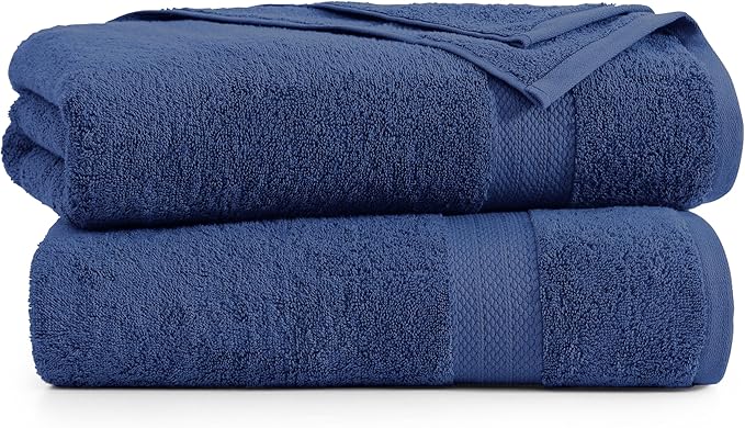LANE LINEN 100% Cotton Bath Sheets Set of 2 (35"x66") - Ring Spun Cotton Extra Large Bath Towels Set - Quick Dry, Soft & Absorbent Oversized Towel Sets - Holds Well After Multiple Washes - Navy Blue