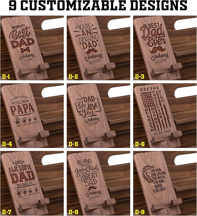 Phone Docking Station For Dad - Handmade Unique Nightstand Organizer For His Accessories - Personalized Gift Ideas for Him, Grandpa, Husband, Boyfriend on Father's Day, Birthday, Anniversary