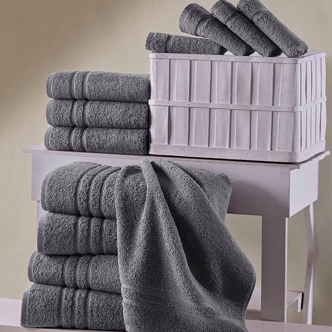 Hawmam Linen Jumbo Large Bath Sheets Towels 2 Pack Soft and Absorbent, Premium Quality 100% Cotton Towels (Cool Grey, Bath Sheet)