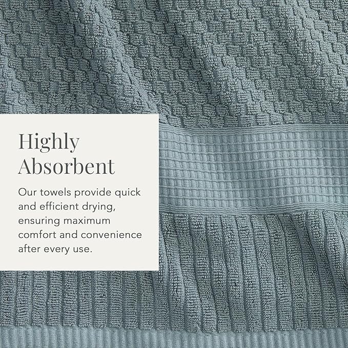 NY Loft 100% Cotton Towel Set 6 Piece | Super Soft & Absorbent Quick-Dry 2 Bath Towels 2 Hand Towels & 2 Washcloths | Textured and Durable Cotton | Premium Thick Towels | 6 Piece Set, Stormy Sea