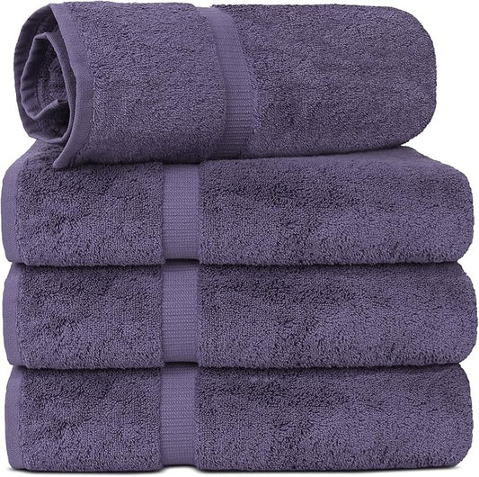 Chakir Turkish Linens | Hotel & Spa Quality 100% Cotton Luxury Turkish Towels | Soft & Absorbent (30x60 Inches Extra Large Bath Towels, Set of 4 - Plum)