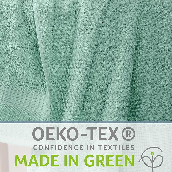 NY Loft 100% Cotton Bath Towel 4 Pack | Super Soft & Absorbent Quick-Dry Bath Towels 30" x 52" |Textured and Durable Cotton | Trinity Collection (4 Pack Bath Towel, Wasabi Green)
