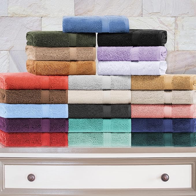 BNM Egyptian Cotton Heavyweight Towels, Ideal for Bathroom, Shower, Spa, 800 GSM Bath Towels, Highly-Absorbent, Luxury Bathroom Essentials, Soft Plush Home Basics, Bath Towel Set of 4, Denim Blue