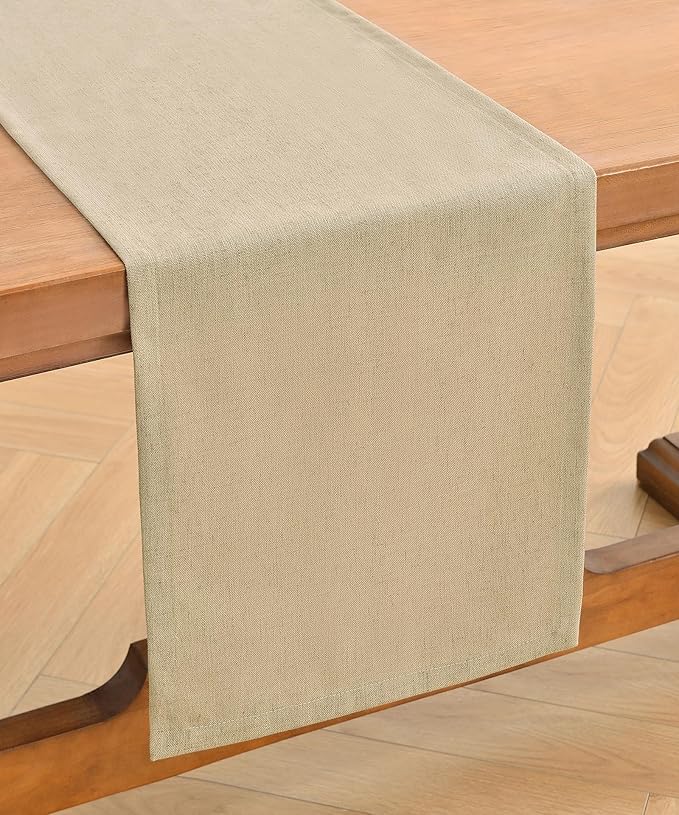 Wracra Linen Style Table Runner, Rustic Farmhouse Vintage Natural Table Runners 36 Inches Long, Handcrafted Table Runner for Fall, Winter - Everyday Use and Machine Washable