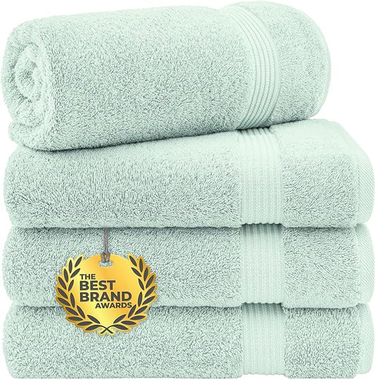 Cotton Paradise 4 Piece Turkish Bath Towels for Bathroom, 100% Cotton Extra Large Soft Plush Towels Bathroom Set, Mint Green