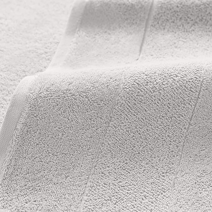 Aston & Arden Aegean Terry Bath Towels - Set of 2 - Ringspun Turkish Cotton Thick and Soft Absorbent Luxury Hotel and Spa Bathroom Towel, 600 GSM, 30 x 60 in, Light Grey