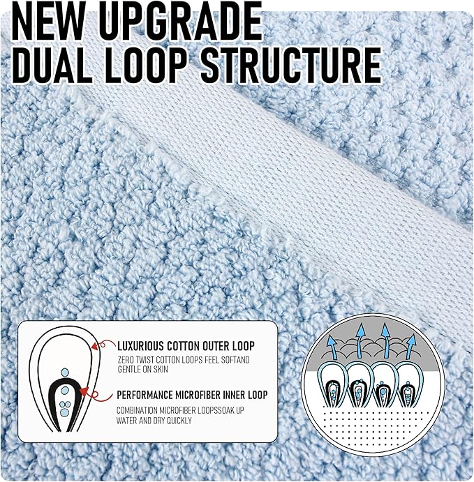 Everplush Minor Flaws Diamond Jacquard 6 Pieces Bath Towel Set, Luxury Super Soft Oversized Towels, Highly Absorbent Diamond Jacquard Quick Dry Bath Towel for Bathroom Aqua