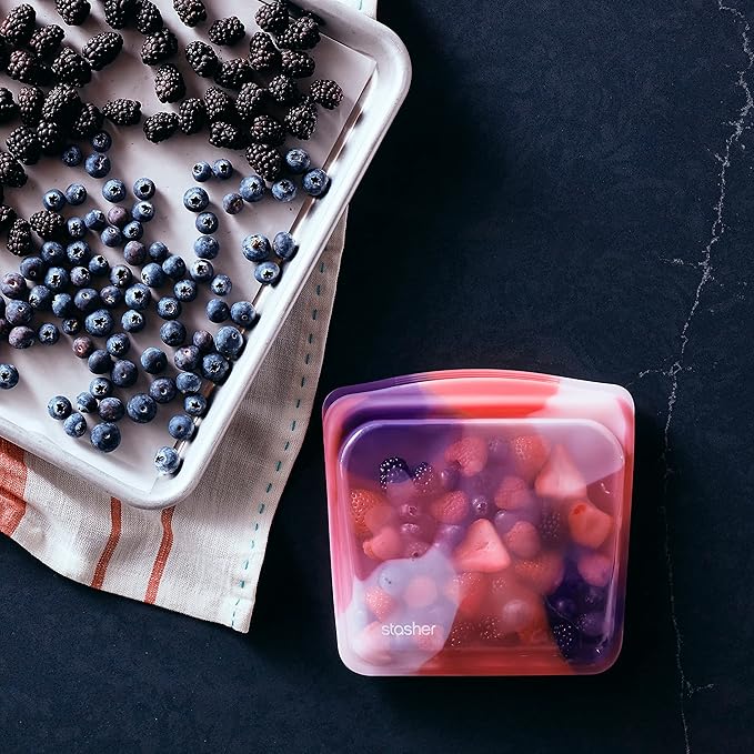 Stasher Premium Silicone Reusable Food Storage Bags, 5-Pack, Tie Dye Multi, Multi-Use Food Storage Bags, Lunch Bag, Travel Containers, BPA Free, Leak-free, Dishwasher-Safe, Eco-friendly