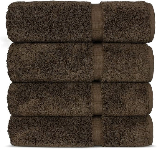 Chakir Turkish Linens 100% Cotton Premium Turkish Towels for Bathroom | 27'' x 54'' (4-Piece Bath Towels - Cocoa)