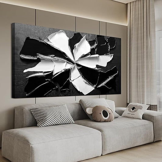 Abstract Wall Art Decorations Modern Large Wall Art for Living Room Abstract Canvas Art Wall Decor Oversized Black and White Wall Art Prints Flowers Artwork for Walls Office Home Decor 29" X 58"