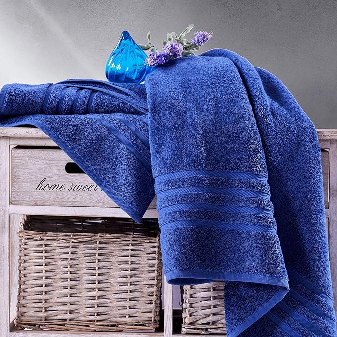 Hawmam Linen Jumbo Large Bath Sheets Towels 2 Pack Soft and Absorbent, Premium Quality 100% Cotton Towels (Royal Blue, Bath Sheet)