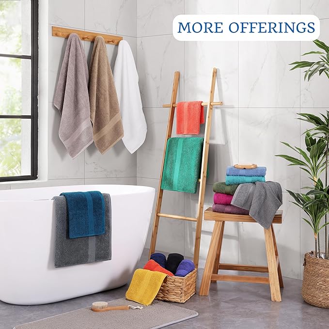 Lane Linen 100% Cotton Bath Towels Set of 4 (28"x54") - Ring Spun Mercerized Cotton Bathroom Towel Set - Quick Dry, Very Soft & Absorbent Large Bath Towels - Mininmal Linting after 3 Washes - Platinum