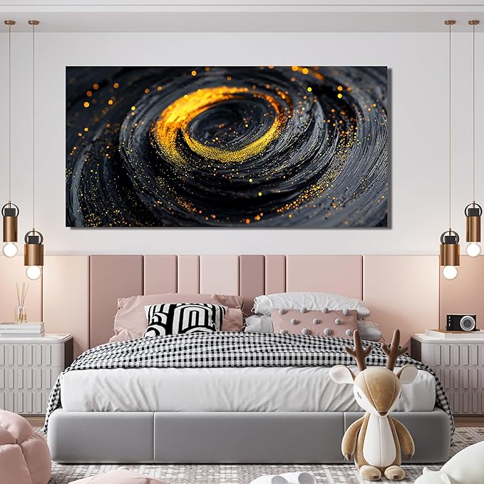 Abstract Wall Art Decor Wall Art Pictures for Living Room Abstract Canvas Art Wall Decor Minimalist Black Gold Wall Art Prints Modern Wall Art Decorations Artwork for Walls Office Home Decor 20" X 40"