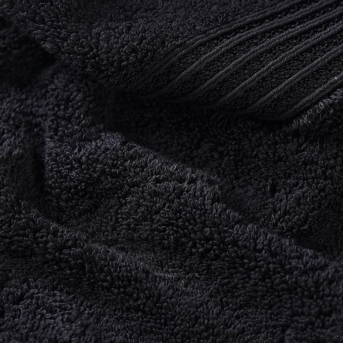 Superior Egyptian Cotton 6-Piece Towel Set, Bathroom Essentials, Towels For Bathroom, Apartment, Airbnb, Guest Bath, Face, Hand, Bath Towels, Washcloths, Absorbent, Fast Drying, Black