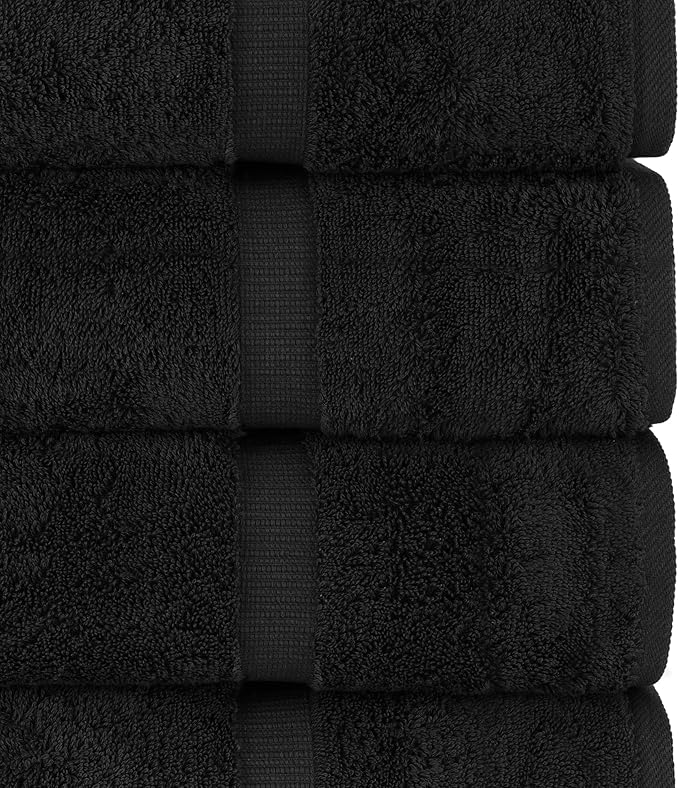 Chakir Turkish Linens | Hotel & Spa Quality 100% Cotton Luxury Turkish Towels | Soft & Absorbent (30x60 Inches Extra Large Bath Towels, Set of 4 -Black)
