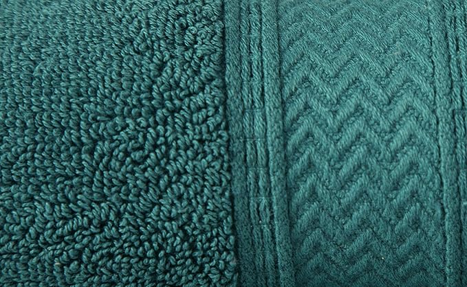 HILLFAIR Premium 600 GSM 6 Piece Set - 2 Bath Towels, 2 Hand Towels & 2 Washcloths - Teal Cotton, Machine Washable, Hotel Quality, Super Soft & Highly Absorbent