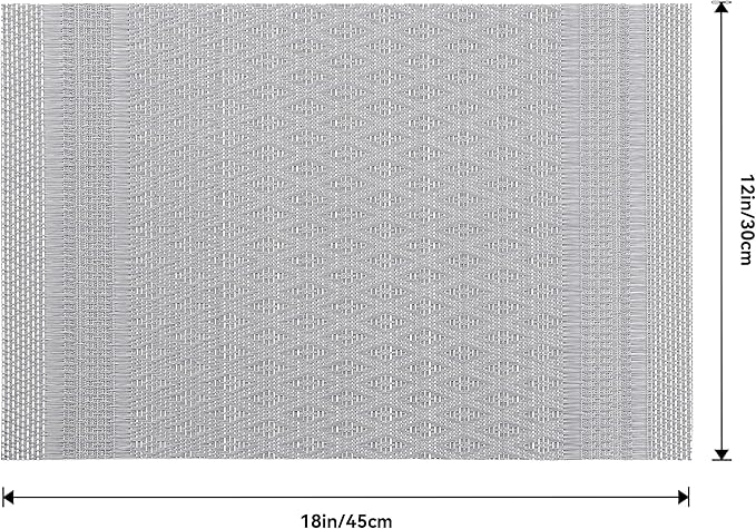 Leetaltree Lunar Grey Placemats Set of 8 - Heat Resistant Non-Slip Place mats for Dining Table, Washable Durable PVC Vinyl Woven Table Mats（Lunar Grey, 8）