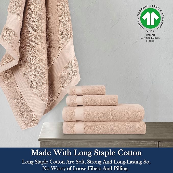 Delara Organic Cotton Luxuriously Plush Bath Towel 33 Piece Set|GOTS & Oeko-TEX Certified|Premium Hotel Quality Towels|Feather Touch Technology|650 GSM Long Staple|Soft, Quick Dry & Ultra-Absorbent