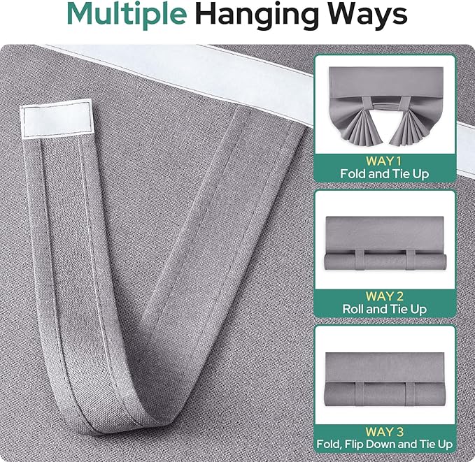 HOMEIDEAS 100% Light Gray Linen Blackout French Door Curtains, Privacy Door Window Curtains, 26 X 72 Inch Room Darkening Blinds, Thermal Insulated Shades for Bedroom, 1 Panel