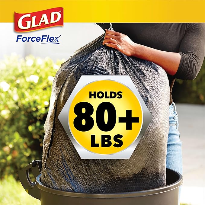 Glad Large 30 Gallon Trash Bags, Pine-Sol Heavy Duty Garbage Bags, Forceflex with Drawstring, 50 Count (Packaging May Vary)