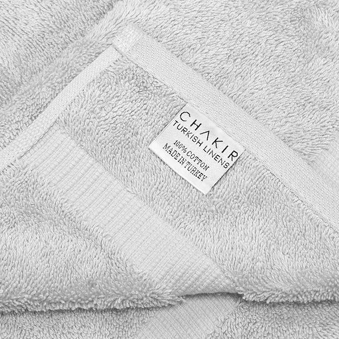 Chakir Turkish Linens 100% Cotton Premium Turkish Towels for Bathroom, 2 Large Bath Towels, 2 Hand Towels, 2 Washcloths (6-Piece Towel Set, Silver)