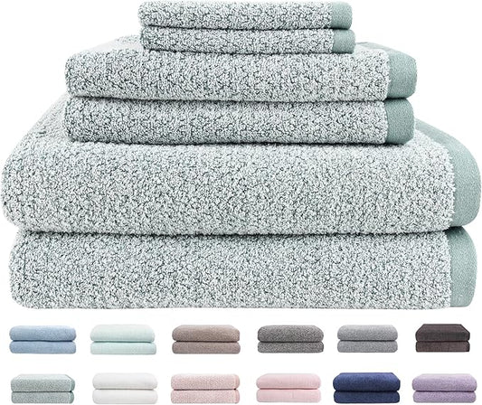 Everplush Diamond Jacquard 6 Pieces Bath Towel Set, Luxury Super Soft Oversized Towels, Highly Absorbent Diamond Jacquard Quick Dry Bath Towel for Bathroom Lagoon