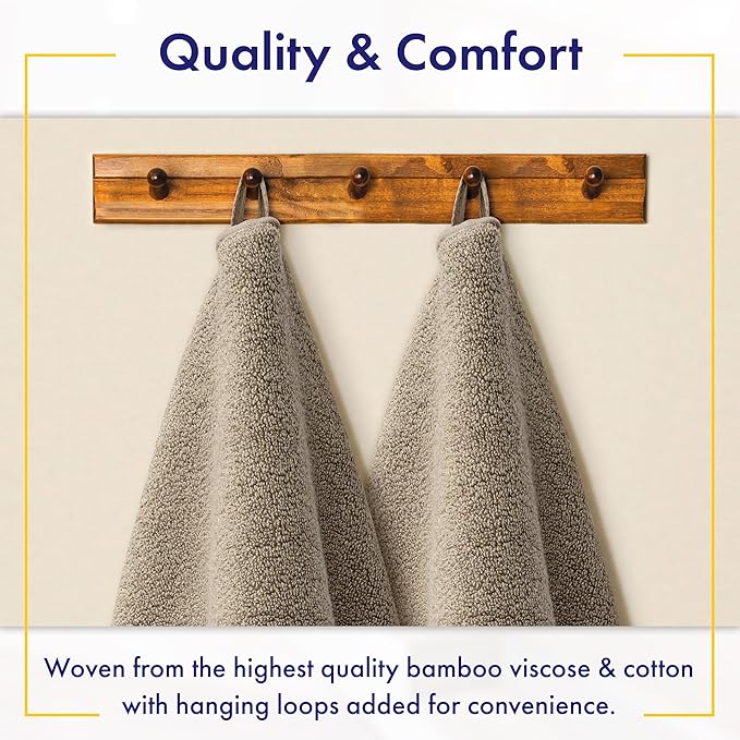 Ultra Soft & Plush Viscose from Bamboo Bath Towels - 700 GSM Luxury Bath Towels - 6 Piece Set - Super Absorbent & Quick Drying (Taupe)