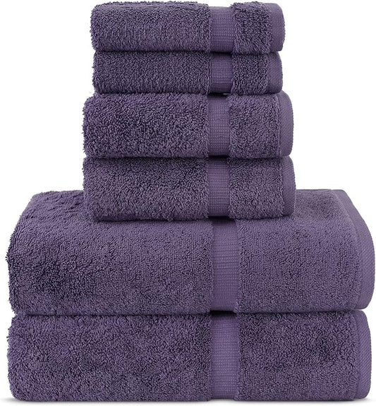 Chakir Turkish Linens Luxury Spa and Hotel Quality Premium Turkish Cotton 6-Piece Towel Set (2 x Bath Towels, 2 x Hand Towels, 2 x Washcloths)