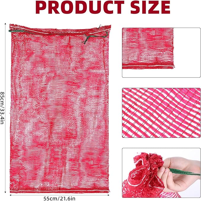 50Pcs Extra Large Mesh Storage Produce Bags, 60 lbs Onion Bags 21” x 32” Reusable Net Bags Washable Breathable Vegetable Storage Net Bags with Drawstring for Onions Potatoes Citrus Carrot