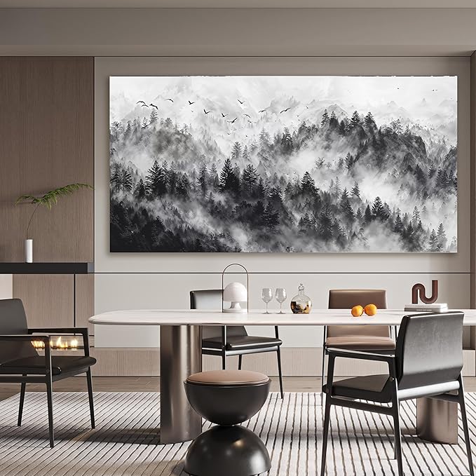 YISXINOAG Modern Canvas Art Wall Decor Large Abstract Wall Art for Living Room Mountain Landscape Black and White Abstract Wall Art Canvas Prints Modern Home Decorations Ready to Hang Size 29"X58"