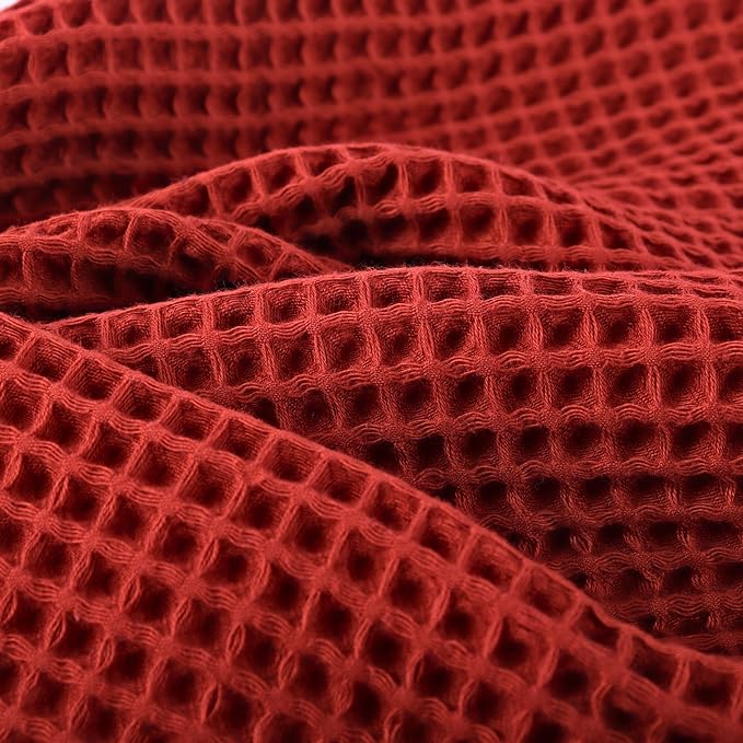 PÜSKÜL - Premium Waffle Towel Set 4 Pieces Brick Red - Organic 100% Turkish Cotton Quick-Dry Towels for Bathroom Made in Turkiye (Brick, Towel Set - 2 Hand & 2 Bath Towels)