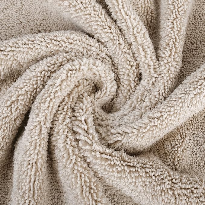 POLYTE Microfiber Quick Dry Lint Free Bath Towel, 57 x 30 in, Pack of 4 (Beige)