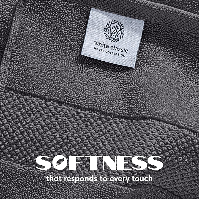 White Classic Luxury Soft Bath Sheet Towels - 650 GSM Cotton Luxury Bath Towels Extra Large 35x70 | Highly Absorbent and Quick Dry | Hotel Quality Extra Large Bath Towels Oversized, Dark Grey, 2 Pack