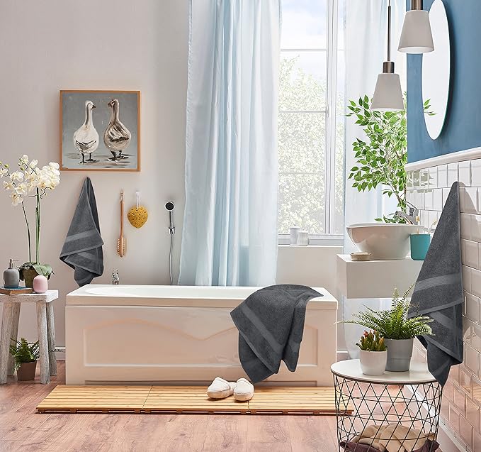 Utopia Towels Set, 16 Bath Towels, 16 Hand Towels, and 32 Washcloths, 600 GSM Ring Spun Cotton Highly Absorbent Towels for Bathroom, Shower Towel, (Pack of 64) (Grey)