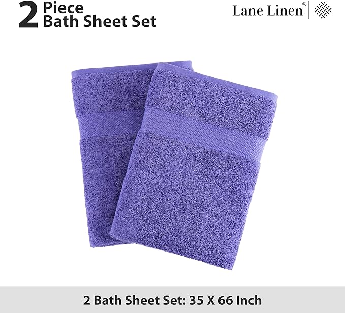 LANE LINEN 100% Cotton 2 Pack Bath Sheets (35"x66") - Ring Spun, Extra Large Cotton Bath Towels Set - Quick Dry, Soft & Absorbent Oversized Towel Set - Remains Soft After Multiple Washes - Blue Irish