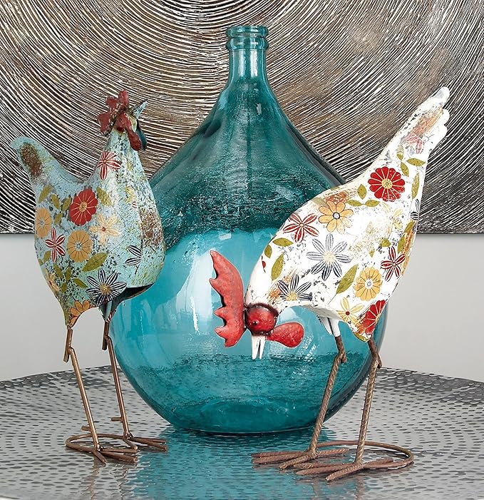 Deco 79 Glass Decorative Vase Spanish Centerpiece Vase, Flower Vase for Home Decoration 15" x 15" x 22", Teal