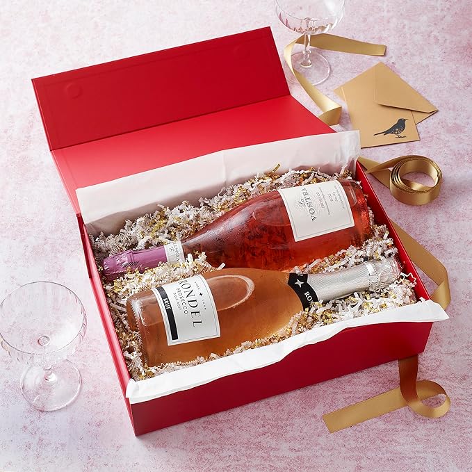 CECOBOX - Gift Boxes with Lids for Presents 13"x8.5"x4" - Matte, Collapsible Magnetic Closure Gift Box - Groomsmen & Bridesmaid Proposal Boxes, Wedding, PR, Birthdays, Holidays (Red)