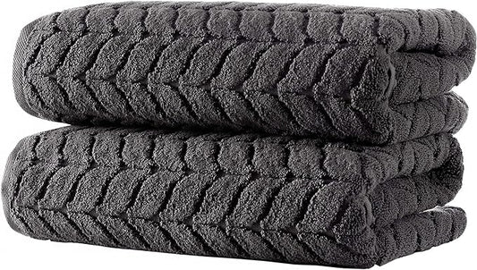 BAGNO MILANO Turkish Bath Towels, Soft Plush Jacquard Luxury Bath Towels, Quick Dry Towel Set (Charcoal, 2 pcs Bath Towel Set)