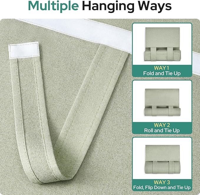 HOMEIDEAS 100% Linen Blackout Sidelight Curtains for Front Door, Side Door Window Curtains, Small Window,Thermal Insulated Covering, 1 Panel, W12 X L40 Inch, Sage Green