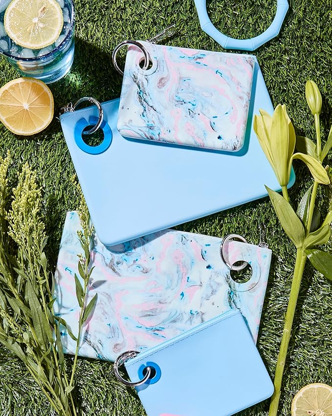 Oventure Large Silicone Pouch - Sweet Carolina Blue | Waterproof Zipper Bag & Holiday Gift for Women, Makeup & Travel