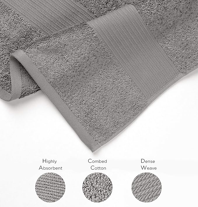 Luxury Extra Large Oversized Bath Towels | Hotel Quality Towels | 650 GSM | Soft Combed Cotton Towels for Bathroom | Thick & Fluffy Bath Sheets | Grey - 4 Pack