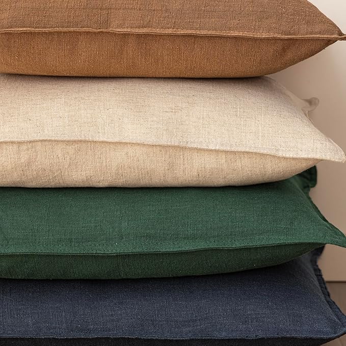 Foindtower Pack of 2, Decorative Linen Soild Throw Pillow Covers Soft Accent Lumbar Cushion Case Boho Farmhouse Pillowcase for Chair Couch Sofa Bedroom Living Room Home Decor 12 x 20 Inch Pine Green