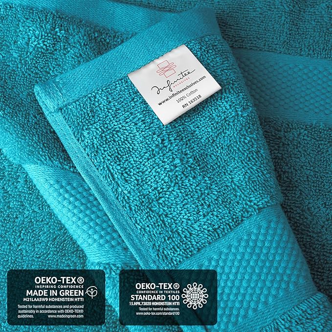 Infinitee Xclusives– Luxury Bath Sheets Towels – 2 Pack 600 GSM (35X70 Inches)– 100% Ring Spun Cotton Large Bath Towels for Bathroom (Serene Teal, Bath Sheet Pack of 2)