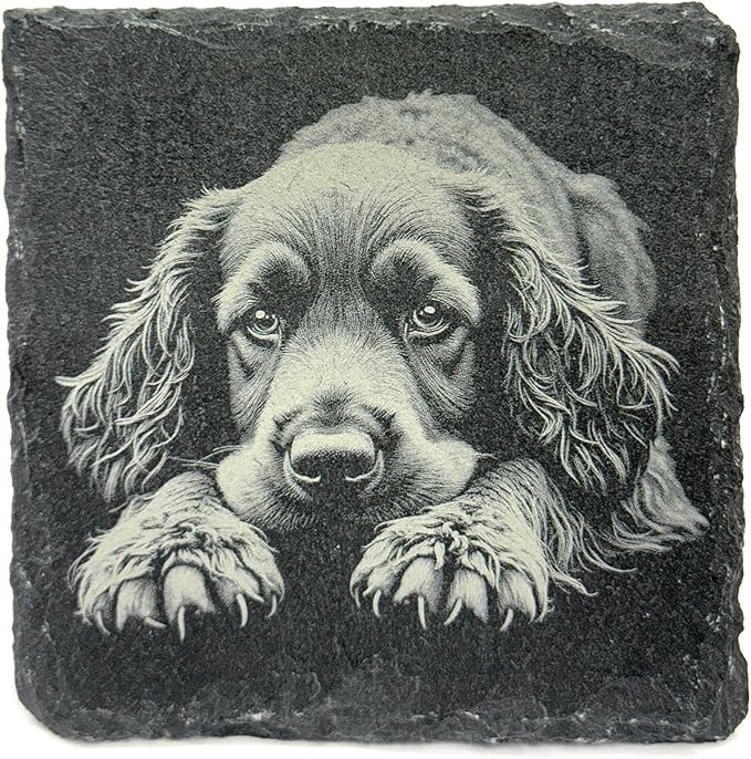 Cocker Spaniel Laser Engraved Slate Coaster Set of 4