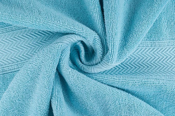 HILLFAIR 600 GSM- 40 x 80 Inches- 100% Cotton 2 Pc XXL Oversized Bath Towel Set- Soft Highly Absorbent Jumbo Bath Sheets Towels Sets- Quick Dry Oversized Bath Towel Sets For Hotel Spa Pool- OCEAN BLUE