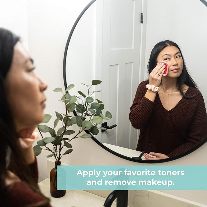 Marley's Monsters Facial Rounds 20 Count Pack + Laundry Bag - Soft and Reusable Cotton Rounds (Rainbow)