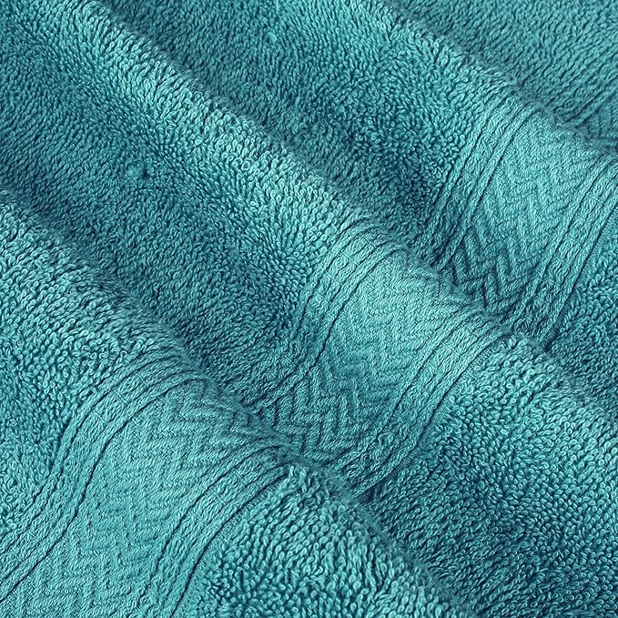 HILLFAIR 24 Piece Bath Towels Set for Bathroom- 100% Cotton 24 PC Bulk Pack Hotel Spa Towel Set- 2 XXL Oversized Big Towels, 4 Bath Towels, 6 Hand Towels, 4 Fingertip Towels, 8 Washcloths: Turquoise